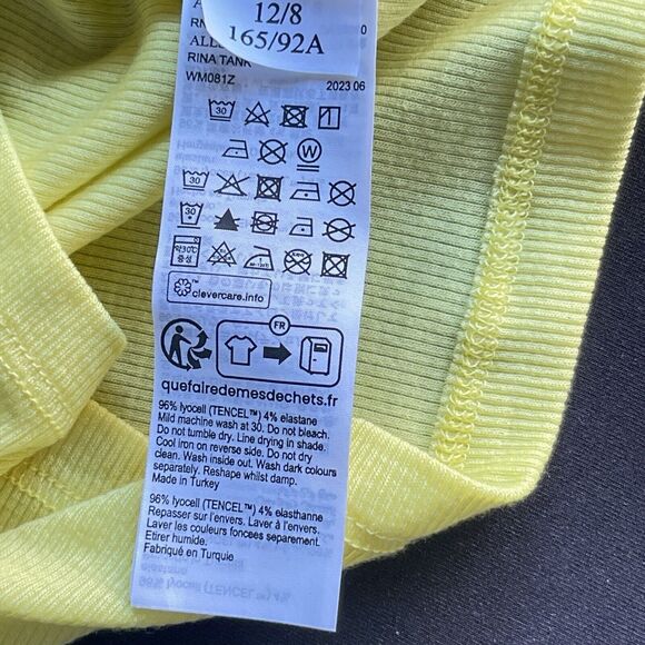 All Saints Rina Crewneck Tank Top Womens Size 8 Crewneck Sleeveless Yellow - Picture 6 of 13